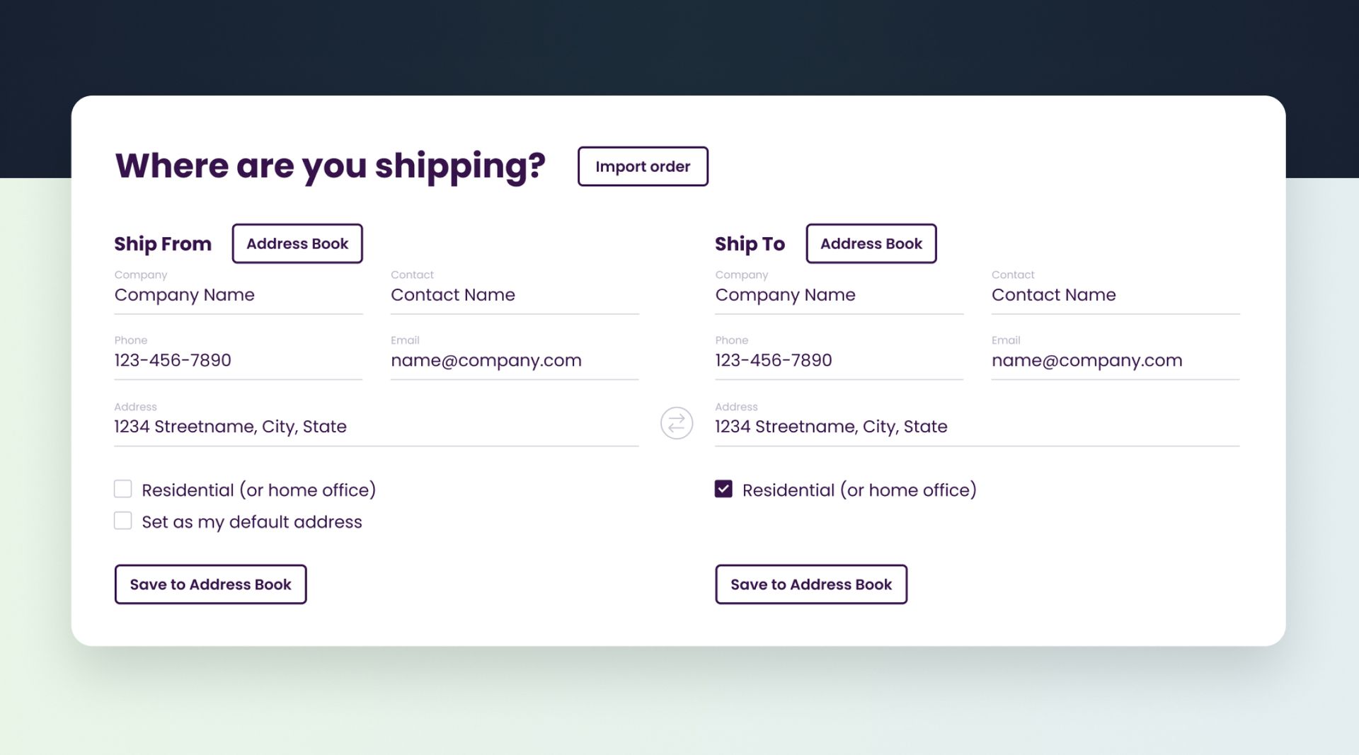 Smart From/To Address Entry