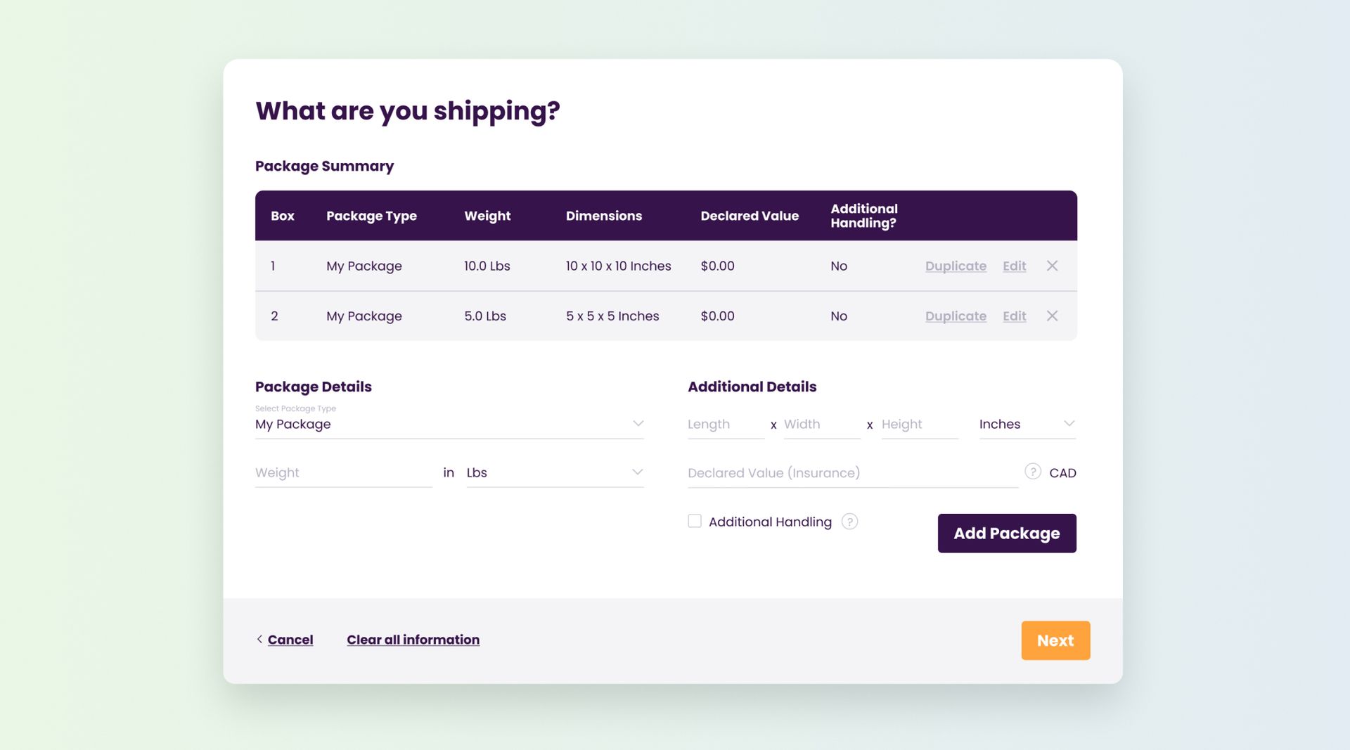 Flexible Package Setup Options
