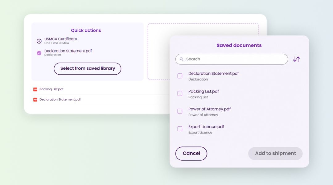 Add Documents to a Shipment