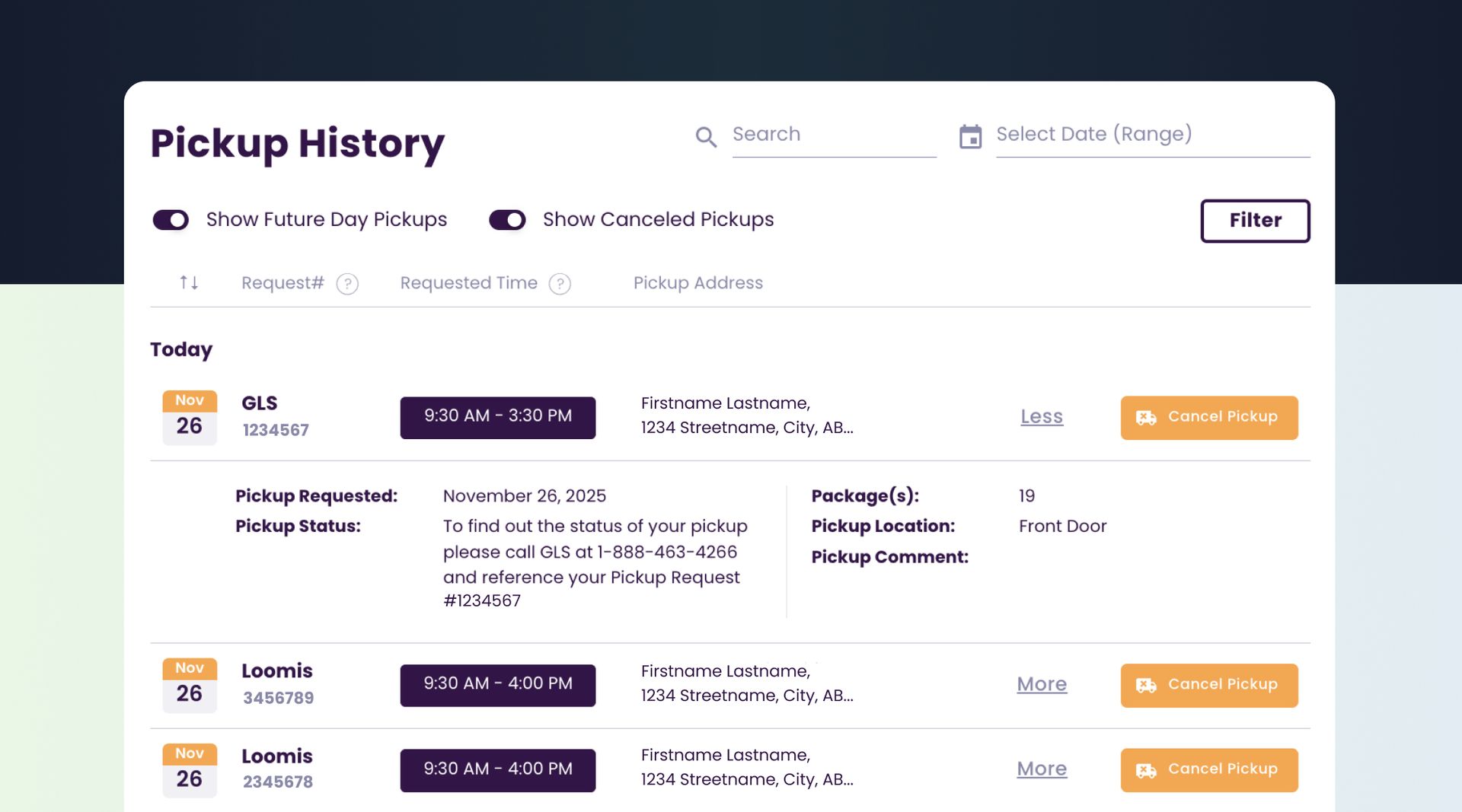 Full Pickup History Access