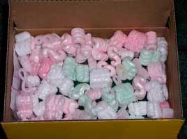 Packaging peanuts are good filler material for both domestic shipments and international shipments.