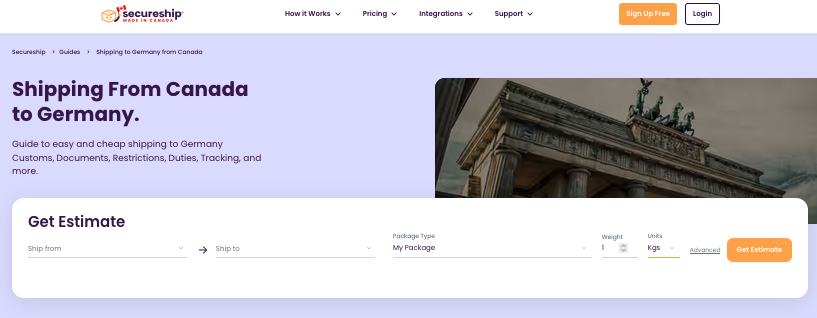 Shipping Canada to Germany