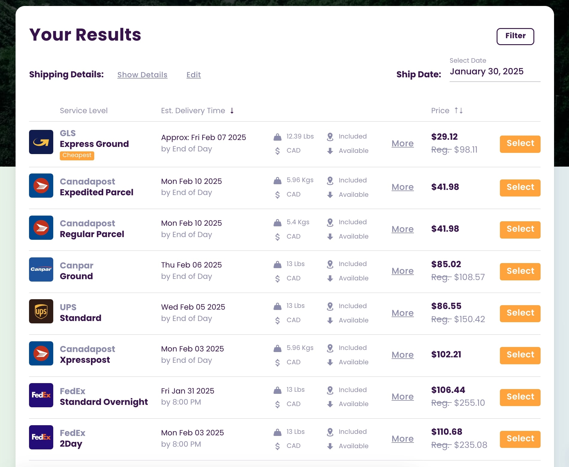 It is always recommended to compare shipping rates. Our business shipping tool can help with that